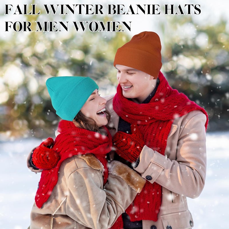 lucdnc Beanies for Men Women 2 Pack Fall Winter Men's Hats Unisex Warm Knit Skullies Beanies Soft Ski Caps - Image 5